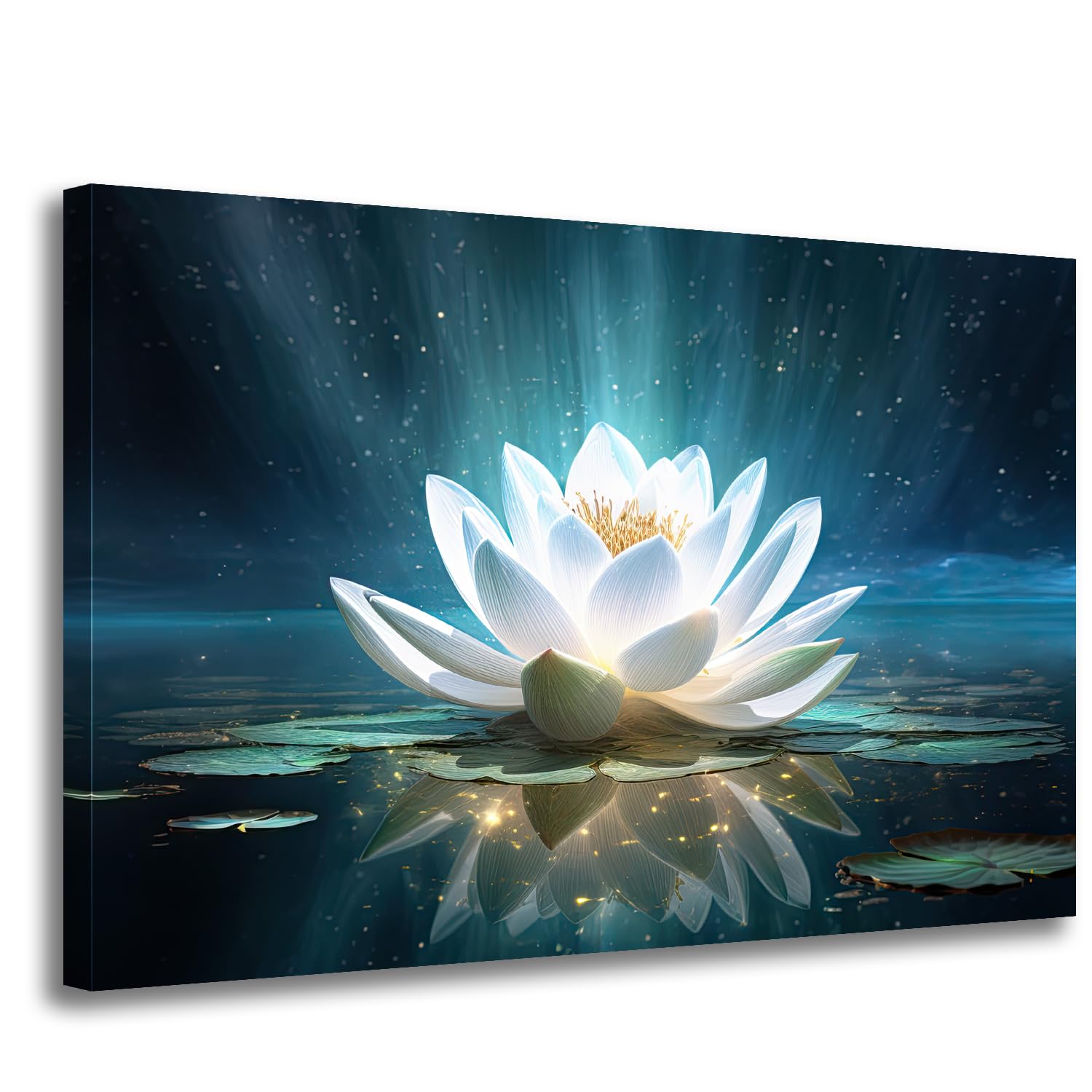 GLOKAKA Zen Wall Art White Water Lily Canvas Wall Art Lotus Flower ...