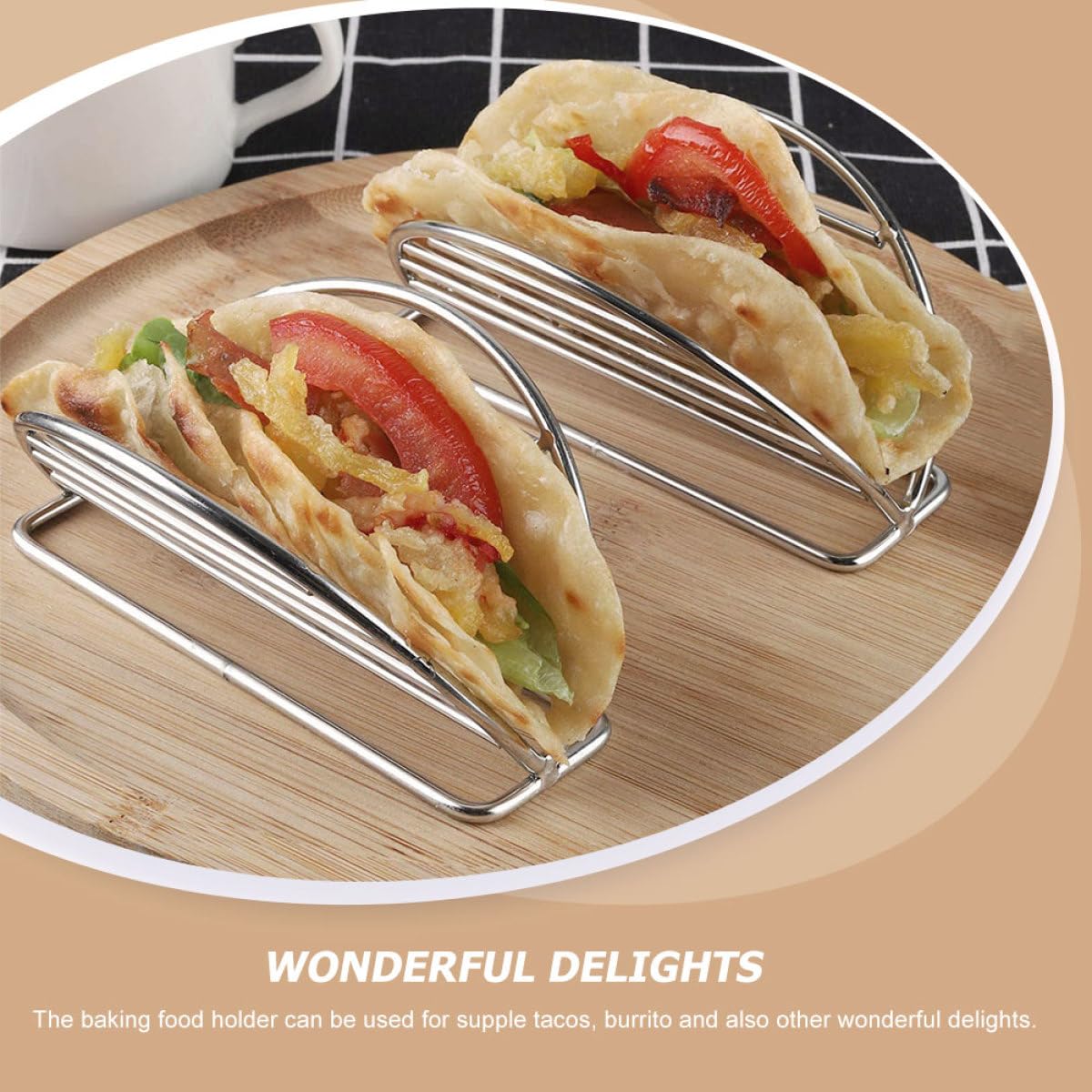 Soporte Piezas de Acero Inoxidable de Taco Tortillas de 3 Paquete Resistente Práctico en Adecuado Tacos y Burritos Uso Casa y Hotel