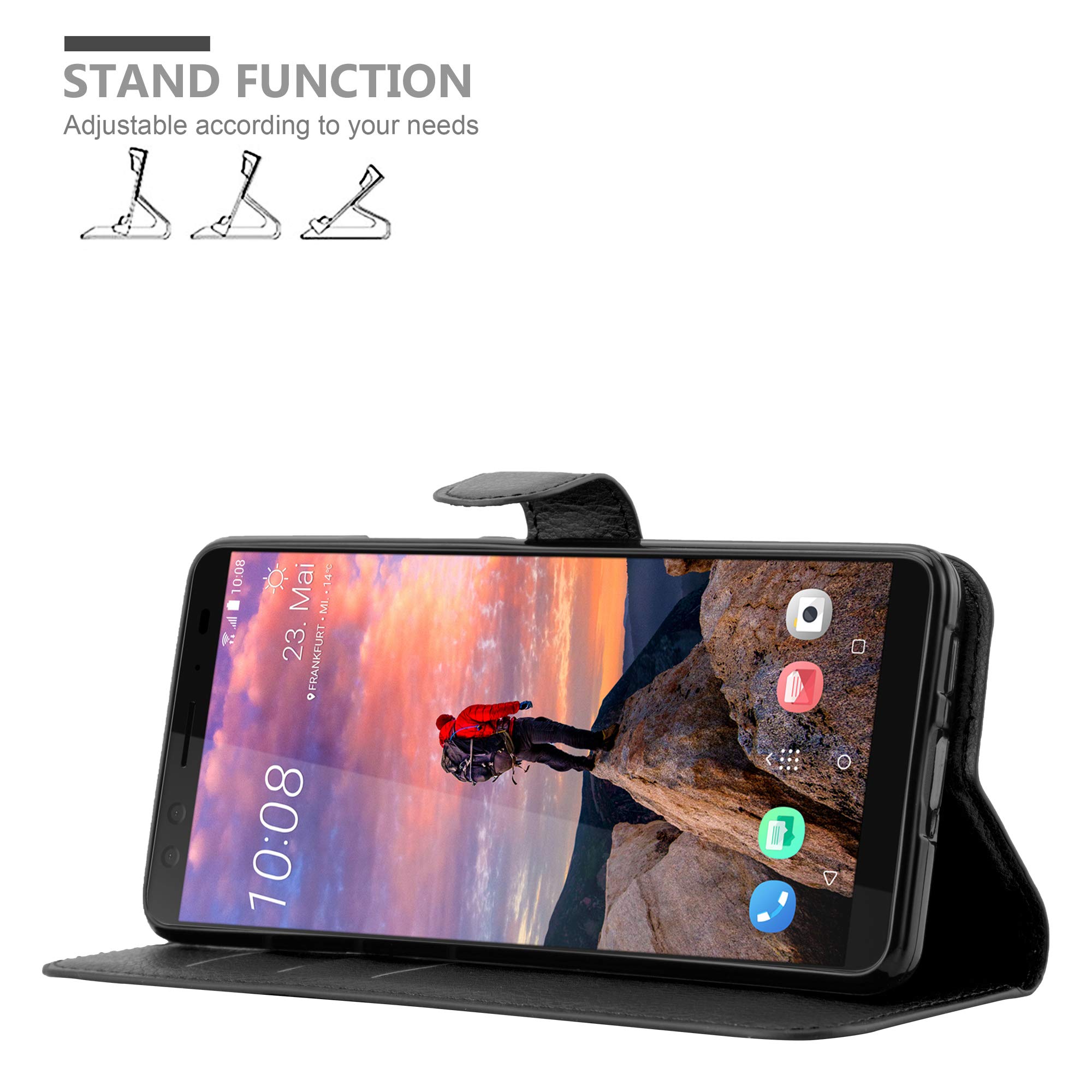Cadorabo Custodia Libro per HTC Desire 500 in ROSSO CARMINIO