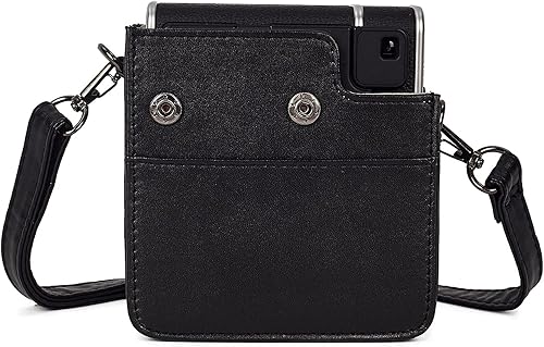 Miniatura 5 de Phetium Funda para cámara instantánea compatible con Instax Mini 40, bolsa de piel sintética con bolsillo y correa de hombro ajustable (negro)