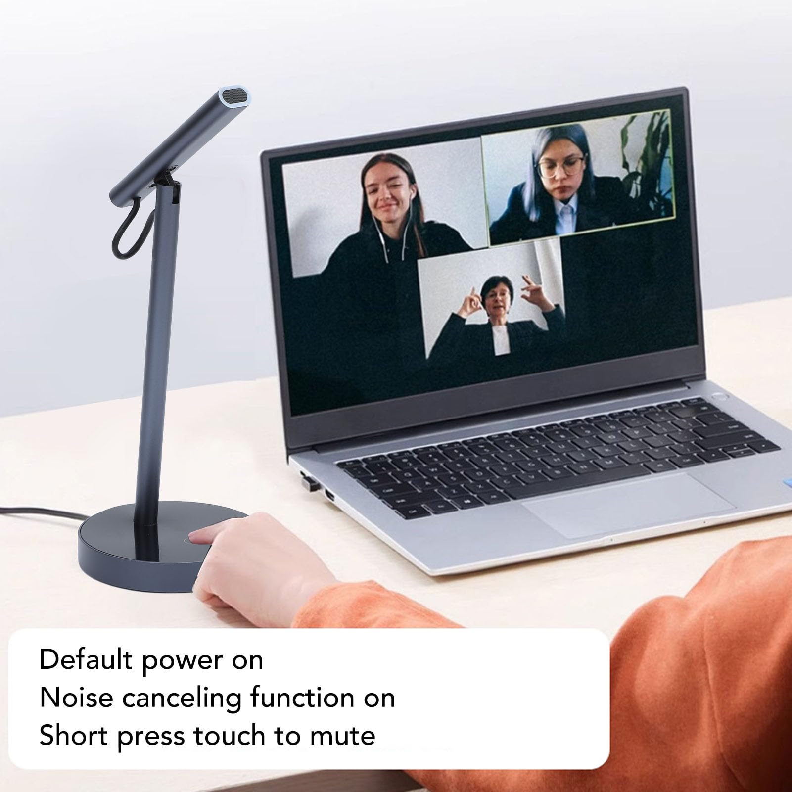 YedaHcy Computer Microphone with Noise Cancelling, USB Desktop Condenser Mic for Meetings Live Streaming and Singing, One Touch Silenced Function, 360° Omnidirectional Pickup, Sensitivit