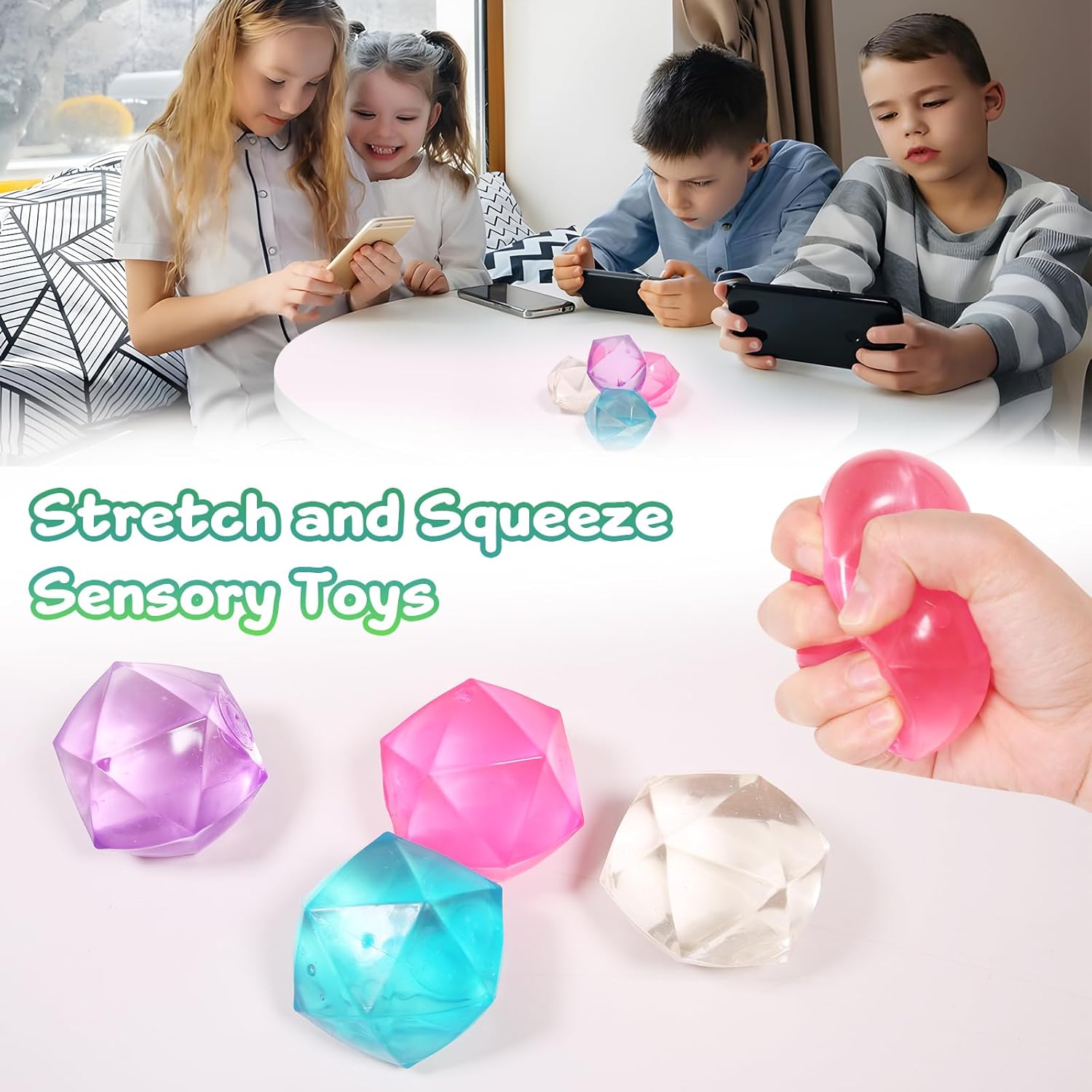 1pcs Masonry Ice Squishy Stress Balls-Stress Cube -Diamond Sugar Balls Slow Rise-Fidget Toy for Your Best Mellow and Chill - Hand Exercise Balls Relief- All Age