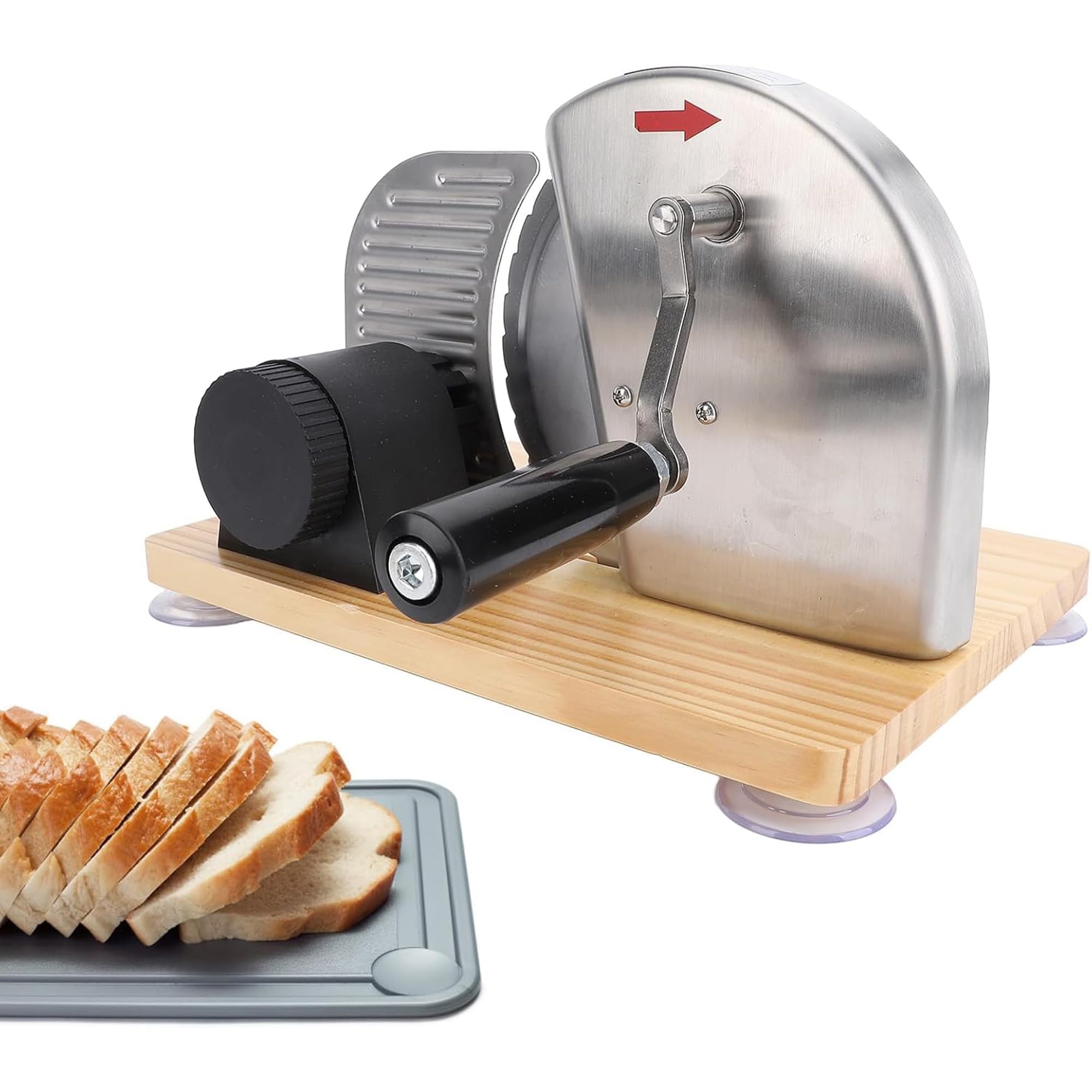 Affettatrice manuale per pane con manovella, spessore regolabile, per pagnotte fatte in casa e uso commerciale
