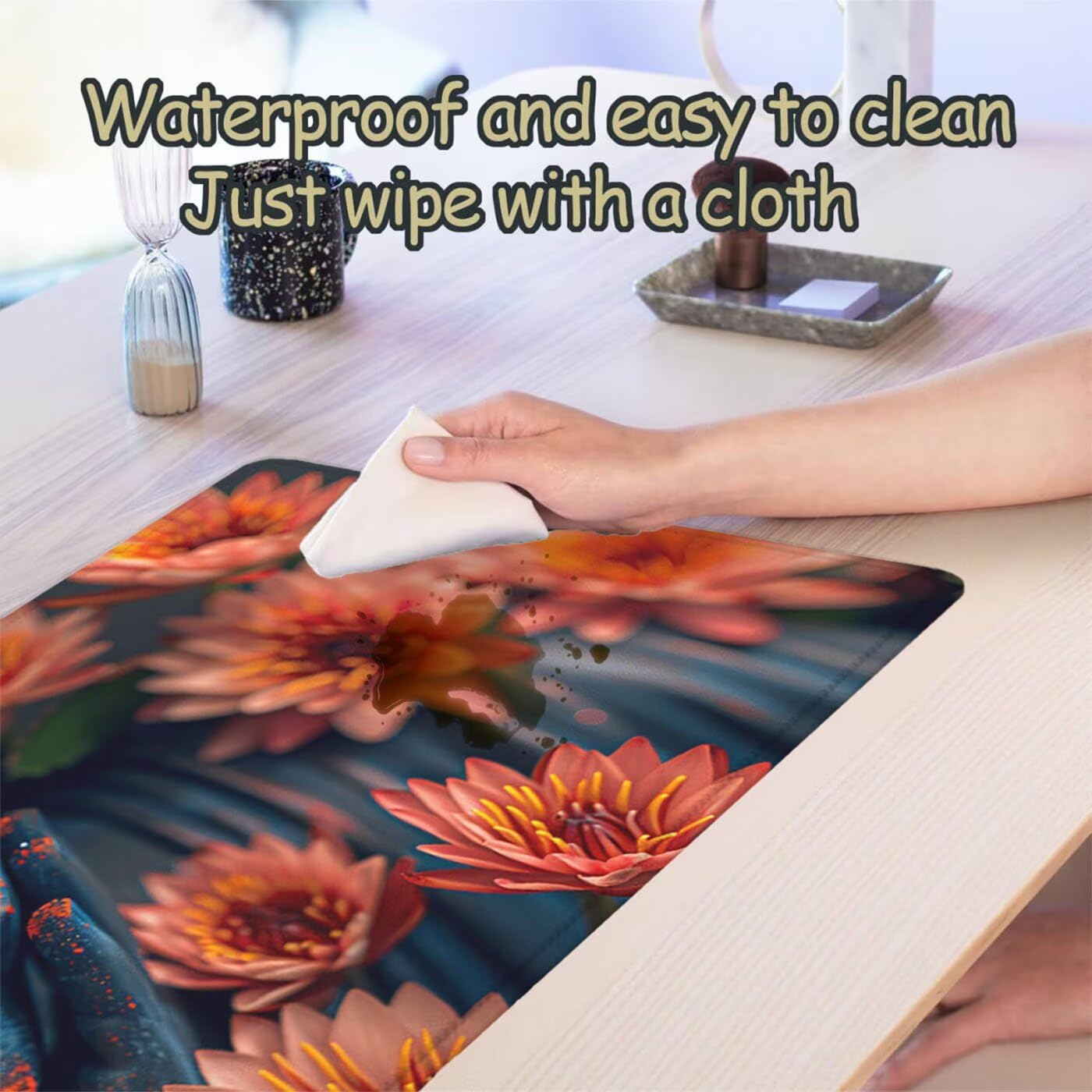 Podkładka pod mysz do gier Kwiat Podkładka pod mysz XXL 1400 x 600 x 3 mm pod ręką Podkładka pod mysz Zen z antypoślizgową gumową podstawą Wodoodporna zszyte krawędzie, do biura i domu, szybsza S-350