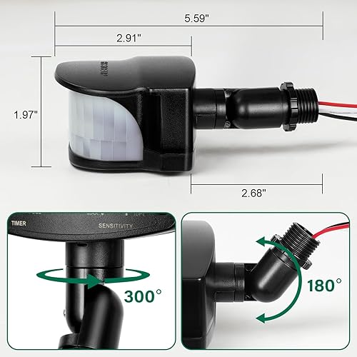 Miniatura 10 de Detector de movimiento de repuesto de 240 grados, tiempo ajustable y sensibilidad de detección de hasta 60 pies, 3 modos de trabajo, sensor de