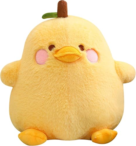 Miniatura 1 de PEACH CAT Linda almohada de felpa de pato de pera de fruta juguete de peluche para niños amarillo 8 pulgadas