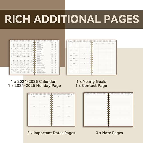 Miniatura 6 de Agenda 2024, agenda diaria, semanal y mensual encuadernada en espiral, enero de 2024 a diciembre de 2024, agenda AIMPEAK 2024 para mujer,