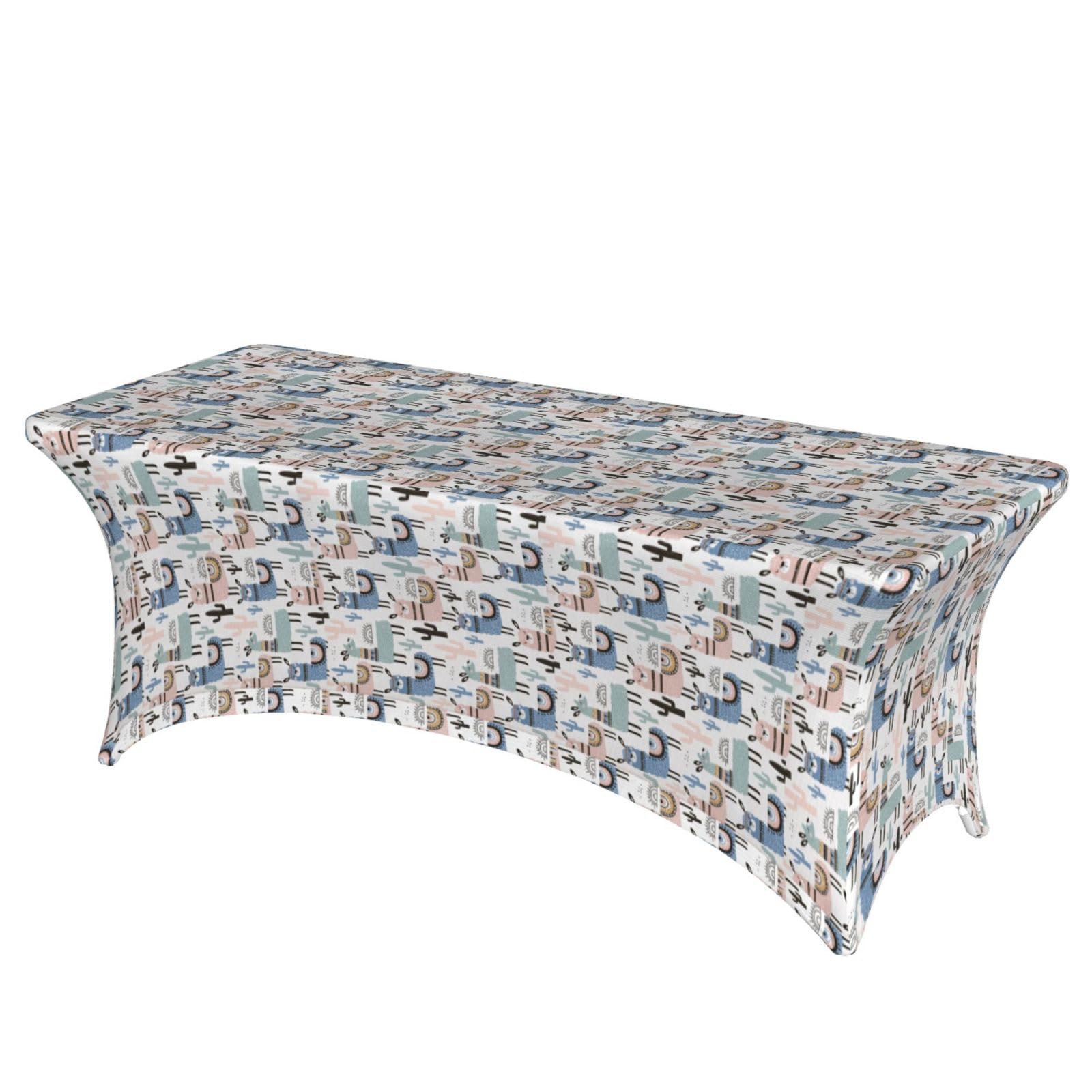 AYYQWE Llama Alpaca Cactus Print Elastic Rectangular Tablecloth For Banquet Outdoor Picnics Office Table Cover