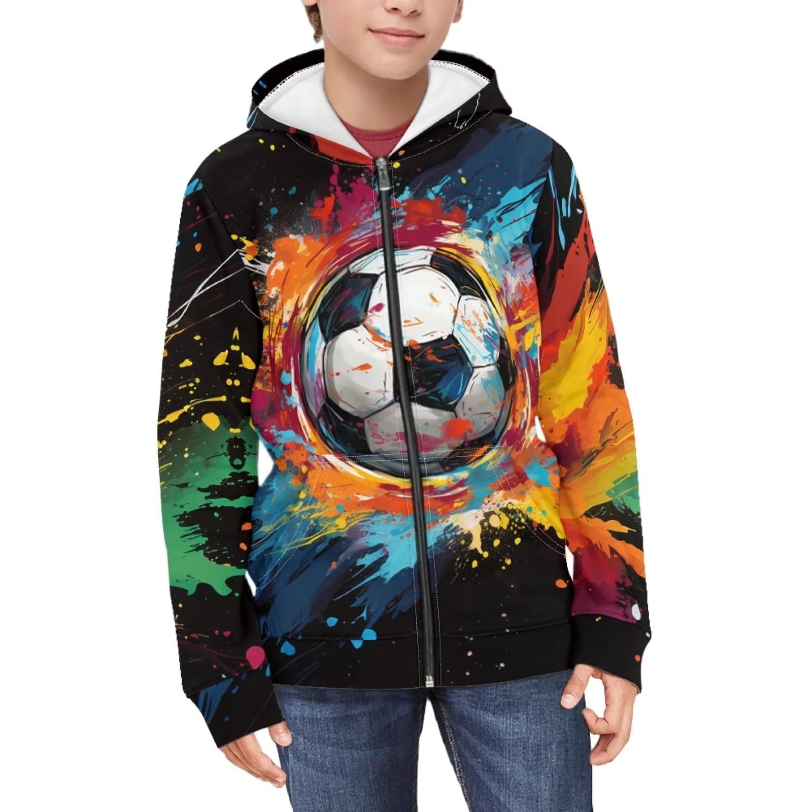 Suobstales Kids Soft Zip-Up Hoodie for Boys 6-16 Years Hooded Sweatshirt Fall Cardigan Jacket with Pockets