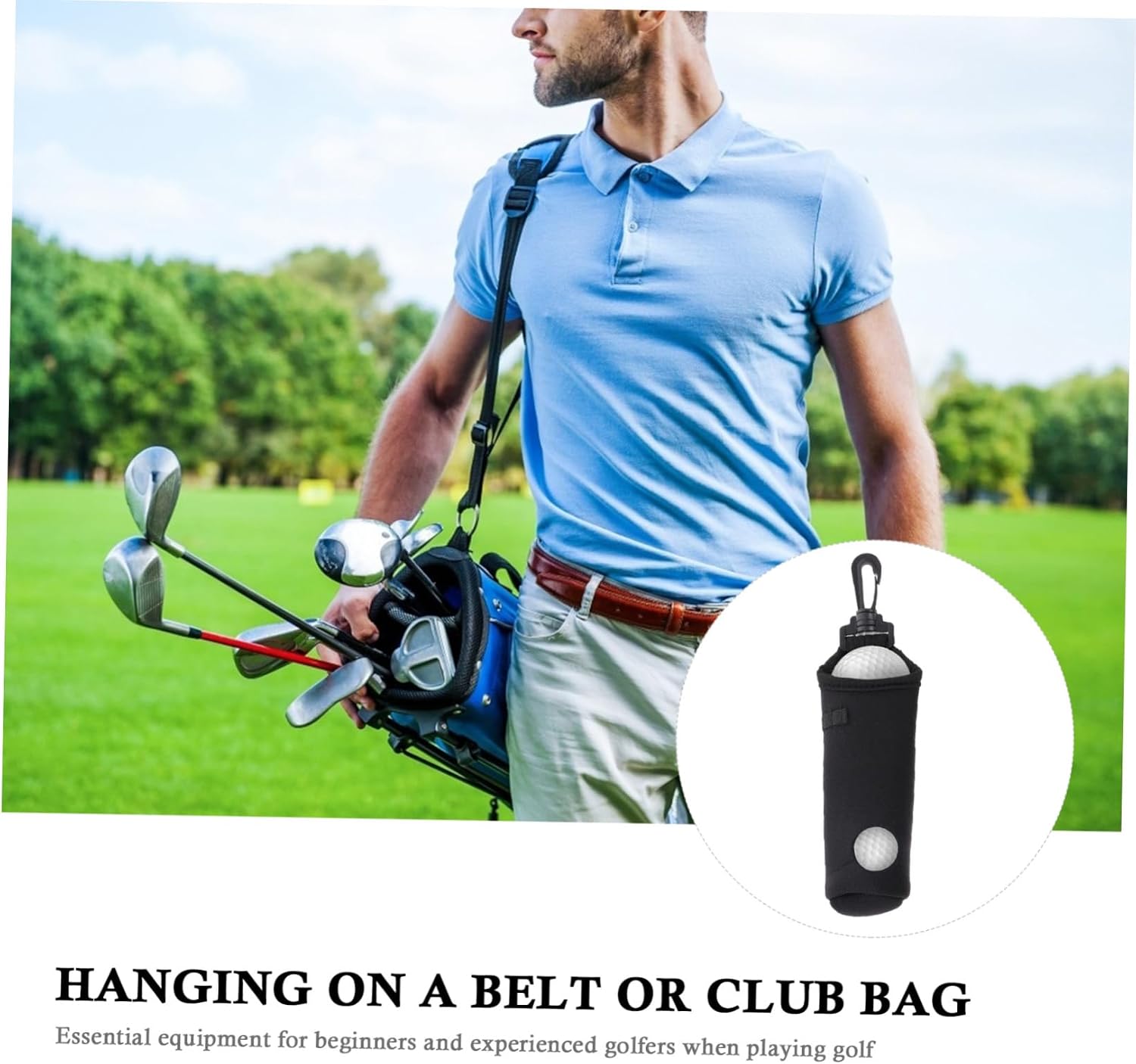 Mini Ball Bag Tees Holder Xmas with Belt Clip for Golf Black image 5