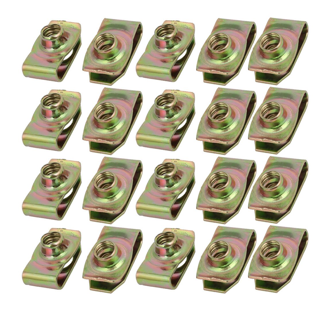 Uxcell Brass Tone Sourcingmap 20Pcs Spring Steel Speed Fastener Extruded U Nut For M8 Screw
