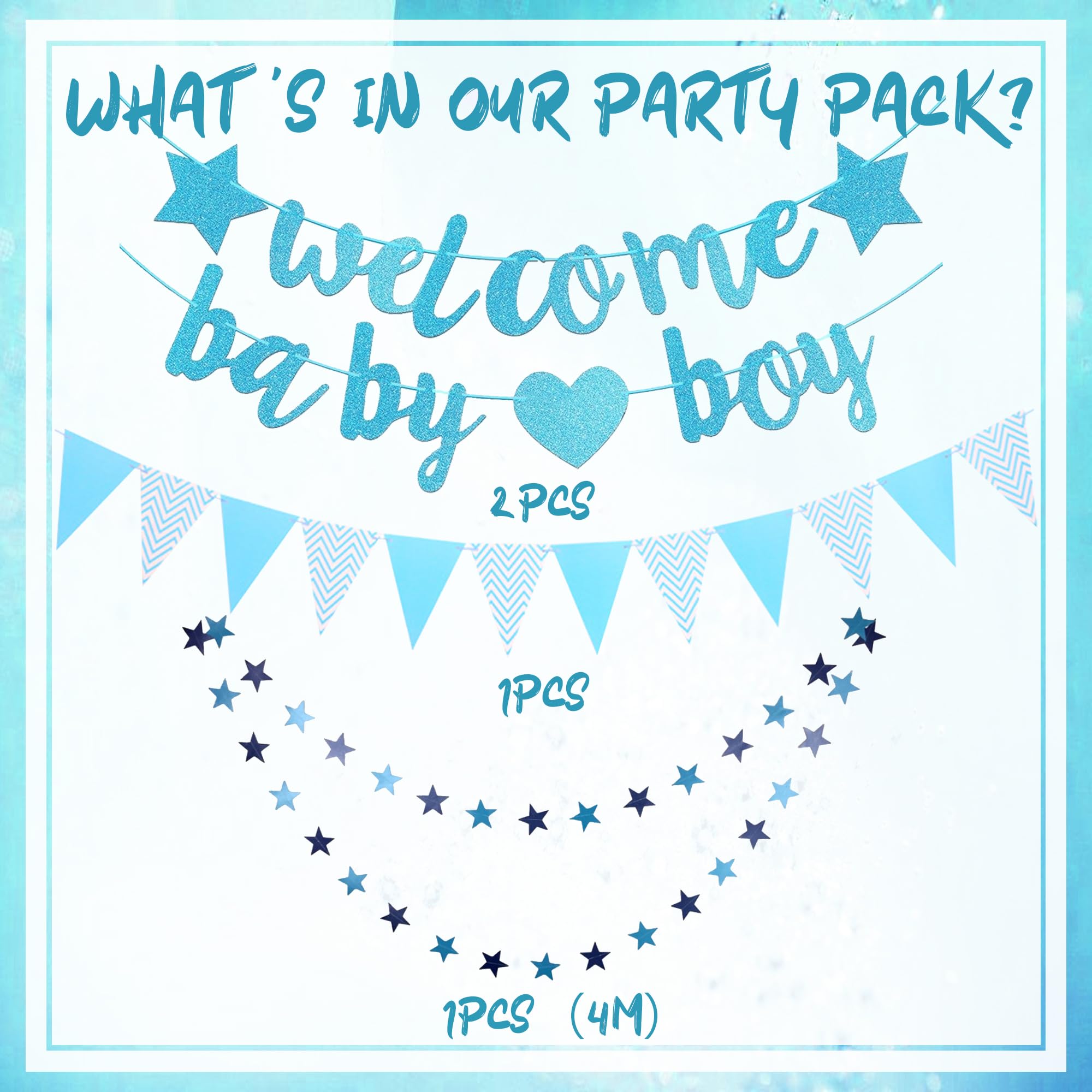Kit Decorazione Benvenuto A Casa - Striscione, Ghirlanda E 18 Palloncini Colorati Per Feste E Baby Shower