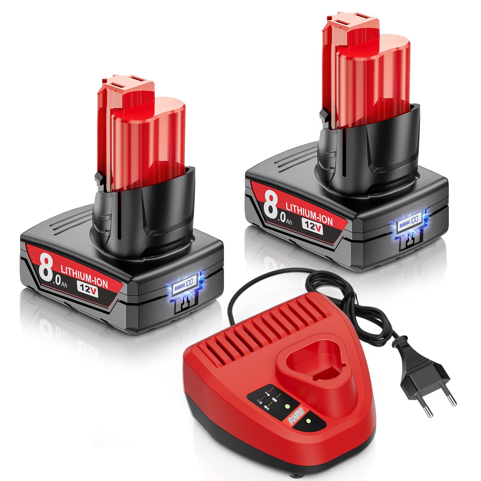Ersatzakku für Milwaukee M12, Kompatibel mit M12 XC Werkzeuge