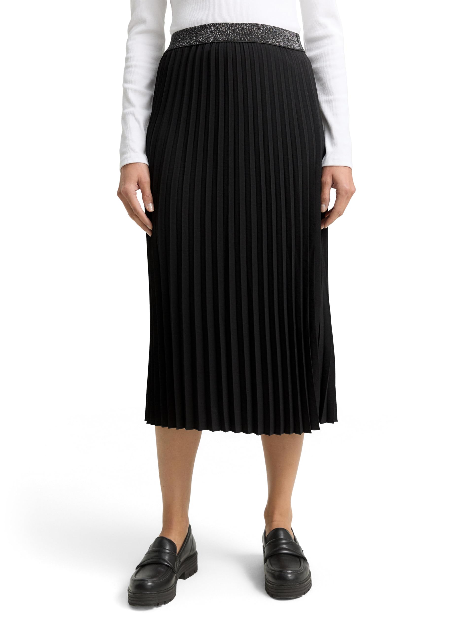 Tom Tailor Damen 1048766 Plissee Midi-Rock mit Glitzer-Detail