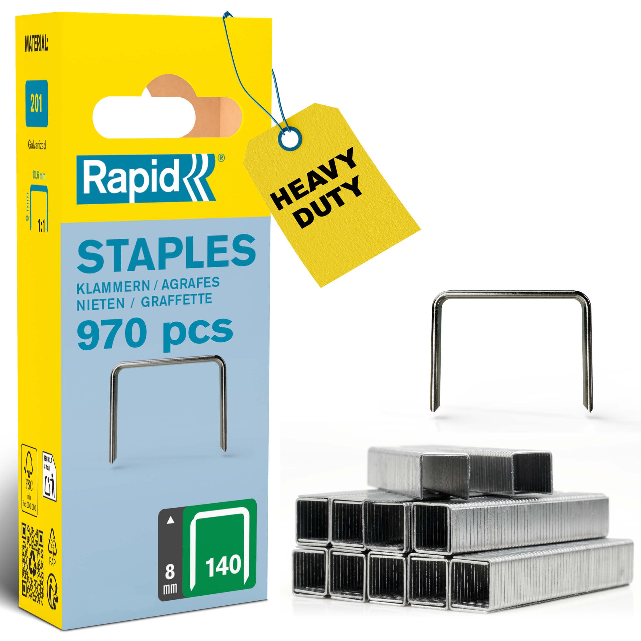Rapid 40109513 140/6Nb 6Mm Galvanised Staples Narrow Box Of 970