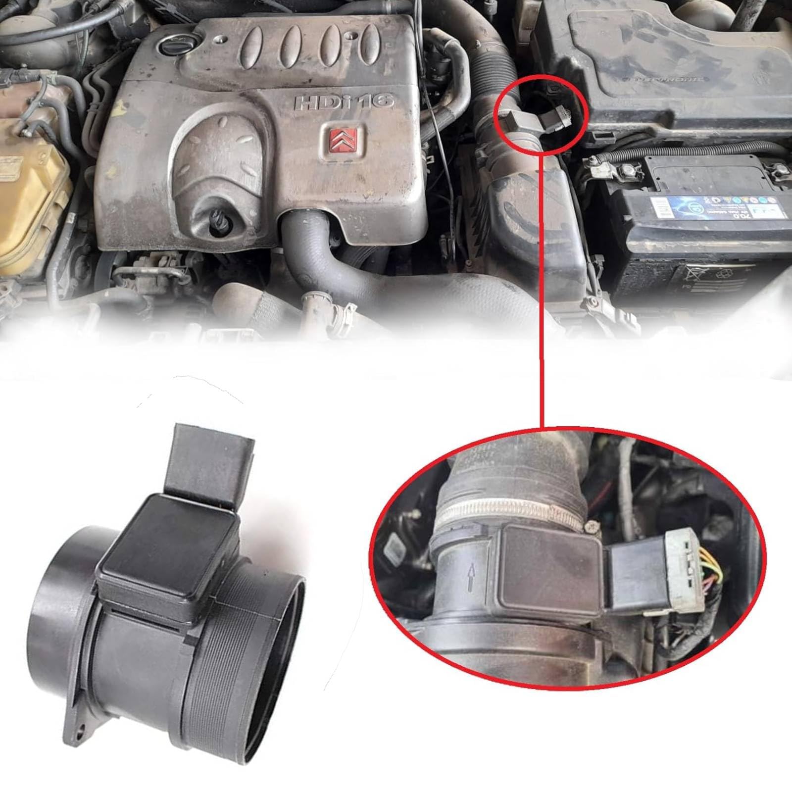 Twowinds Caudalímetro 5WK9628 Compatible con Citroën C5, C8 2.0, 2.2