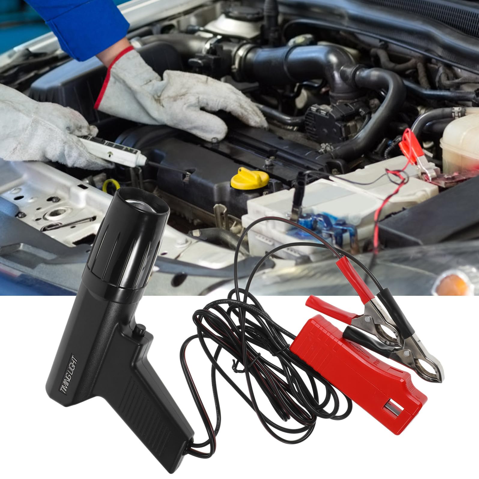 Hemobllo Tester di Accensione Lampada Stroboscopica Induttiva per Bobina Motore, Adatto a Auto e Moto, per Controllo Fasatura e Riparazioni Meccaniche