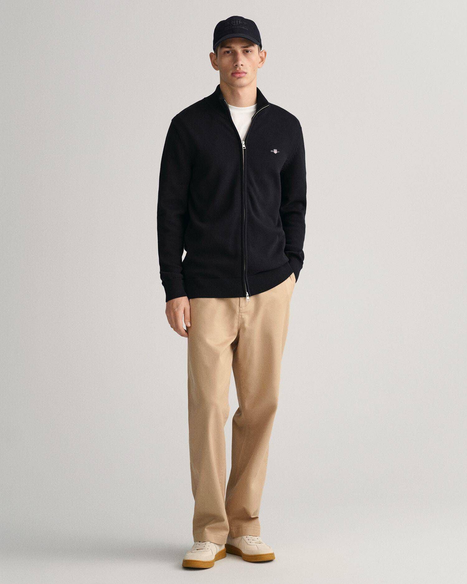 GANT Herren Casual Cotton Zip Cardigan Strickjacke