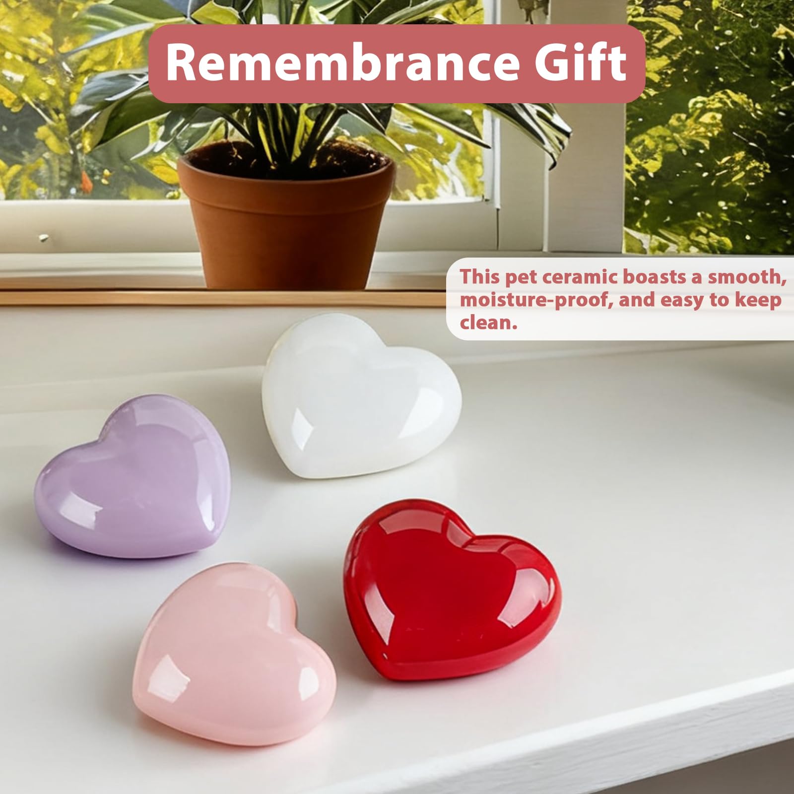 Urna in ceramica a forma di cuore per ceneri di animali domestici, urna commemorativa per gatti e cani, regalo per funerale o ricordo (bianco)