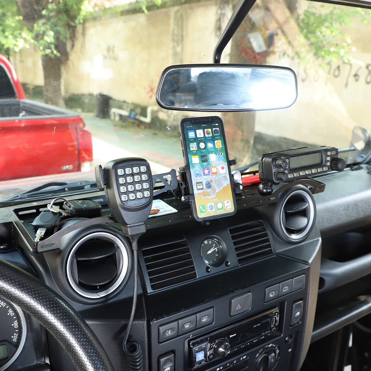 Per Land Rover Defender 90 110 130 2004-2019 Car Phone Walkie Talkie Supporto Supporto, Console Centrale Vassoio di Immagazzinaggio Cruscotto Organizer Vassoio Stowing Riordinamento Accessorio