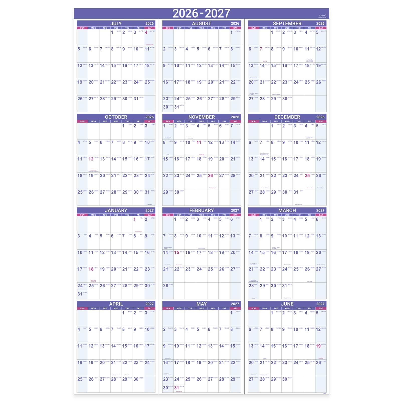 Amazon.com: 2026-2027 Yearly Wall Calendar - Calendar 2026-2027