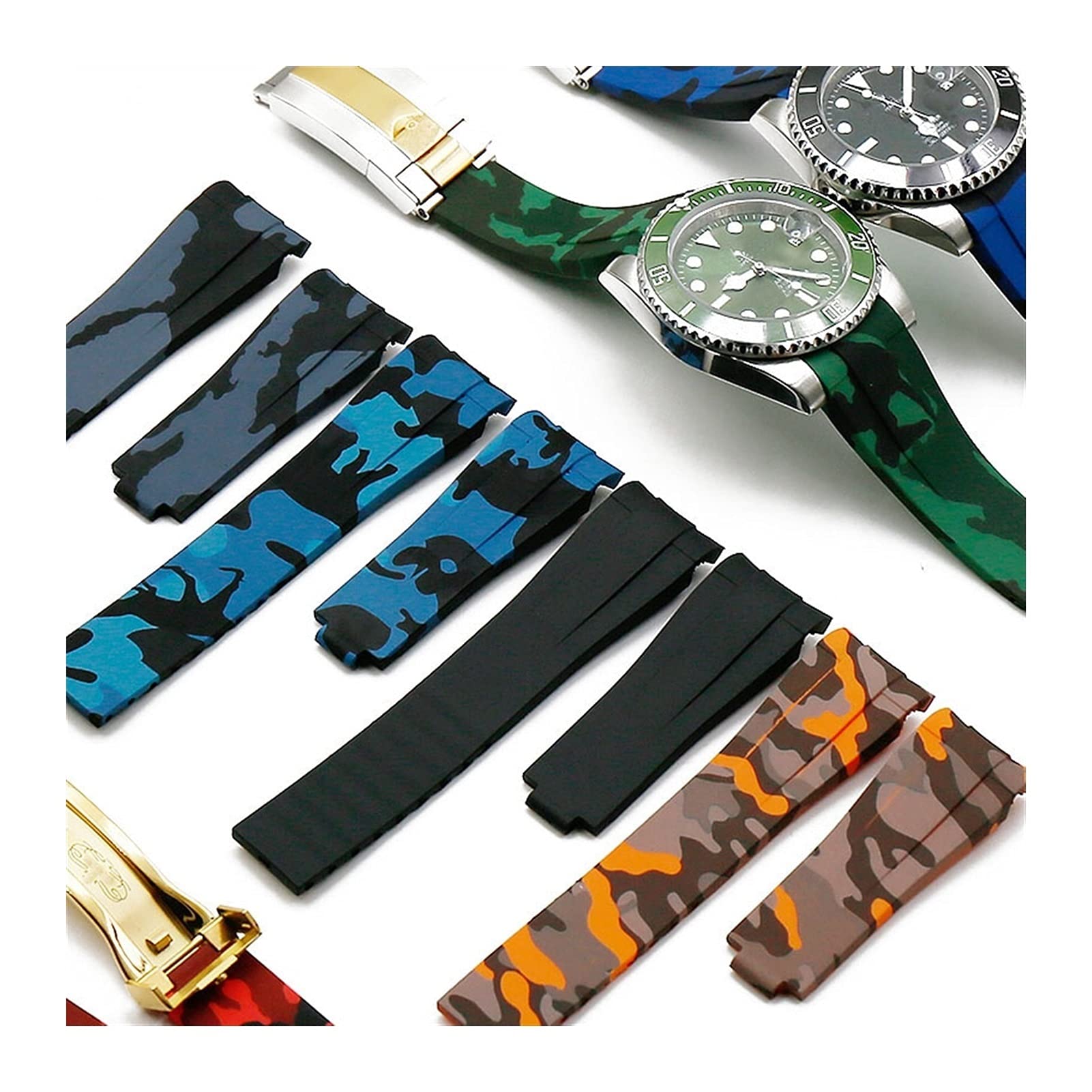 INFRI Gumowy pasek męski kamuflaż zegarek akcesoria do wody duch GMT wodoodporny silikonowy pasek damski 20 mm męski pasek do zegarka, 20mm, Agat