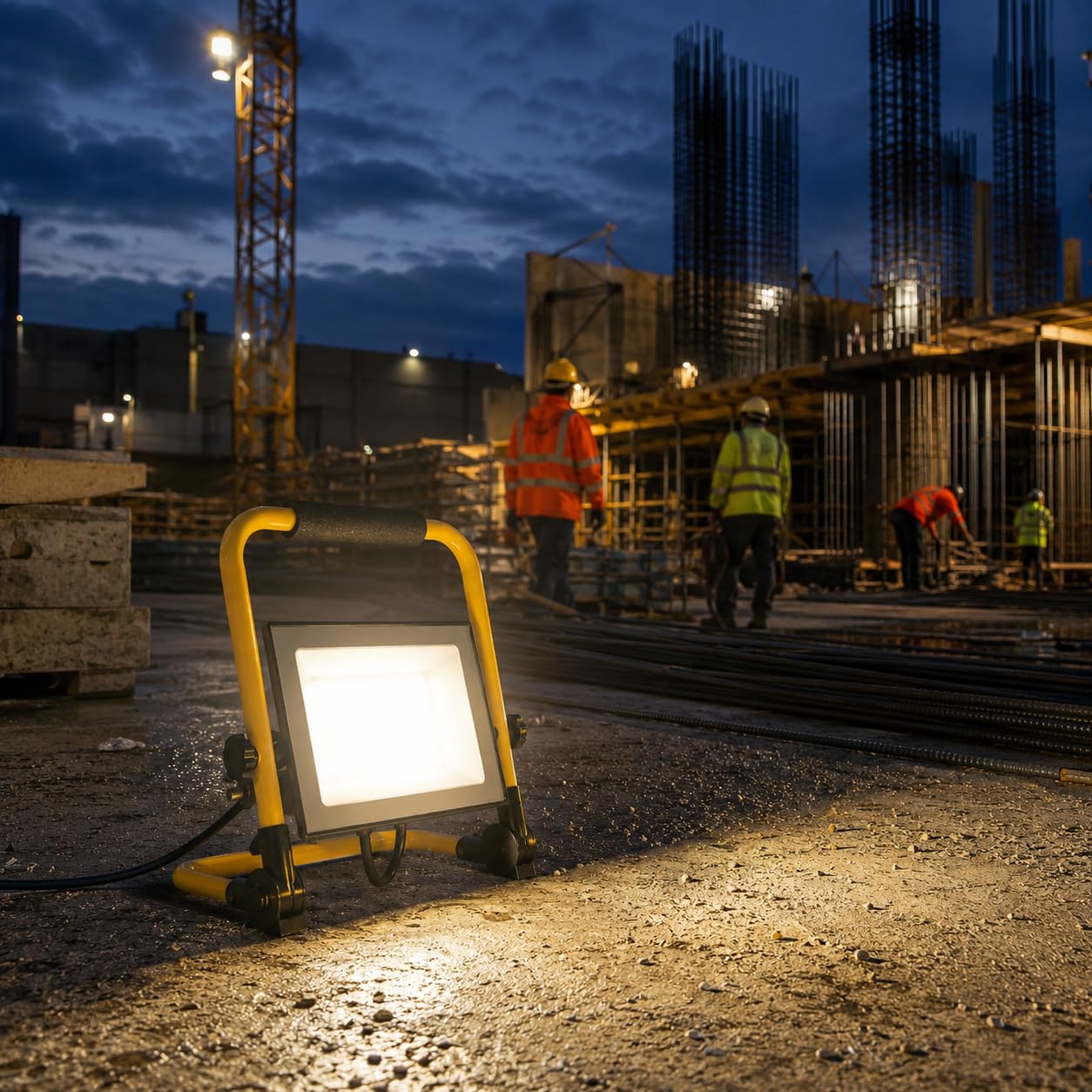 V-TAC Faretto LED da Cantiere 50W - [ CHIP CREE LED - ALTE PERFORMANCE ] - 4270 Lumen - Impermeabile IP65 - Faro Led da Esterno per Lavori e Garage - Cavo 3M - Staffa Piehevole - Luce Naturale 4000K