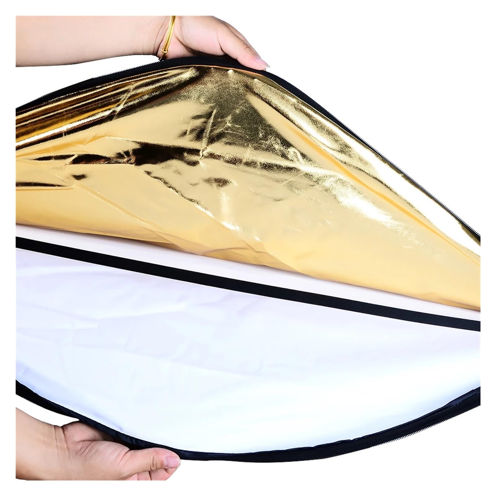 Reflector Plegable Reflector de Plata, Oro Blanco, portátil, Plegable, luz Suave, Redondo, fotografía for Estudio(Silver Gold -60CM)
