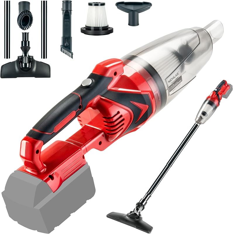 Nichilas Handheld Vacuum Cleaner, 10KPA Powerful Lightweight Cordless Stick Vacuum Cleaner for Hard Floor, Carpet, Car Cleaning, Compatible with Milwaukee M18 Batteries (NO Battery)