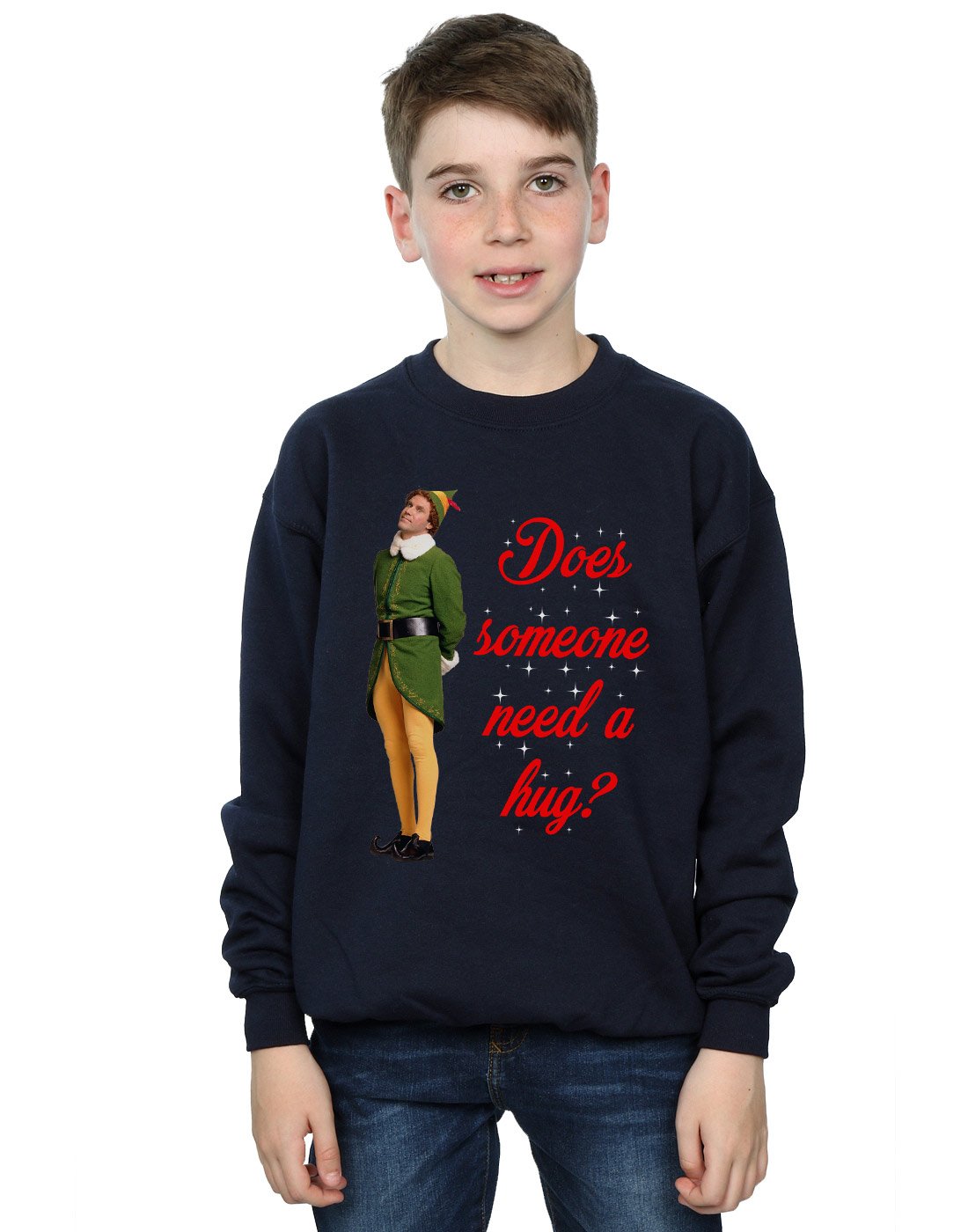 Elf Boys Hug Buddy Sweatshirt 9-11 Years Navy Blue