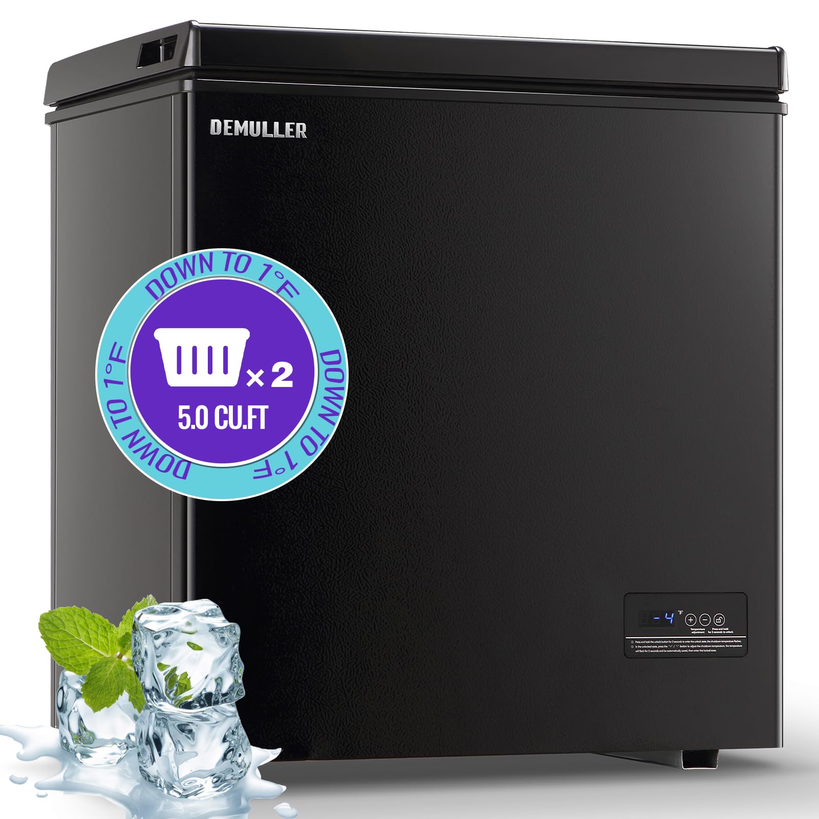 DEMULLER 7.0 CU.FT Chest Freezer with Two Baskets Deep Freezers with Electronic Panel