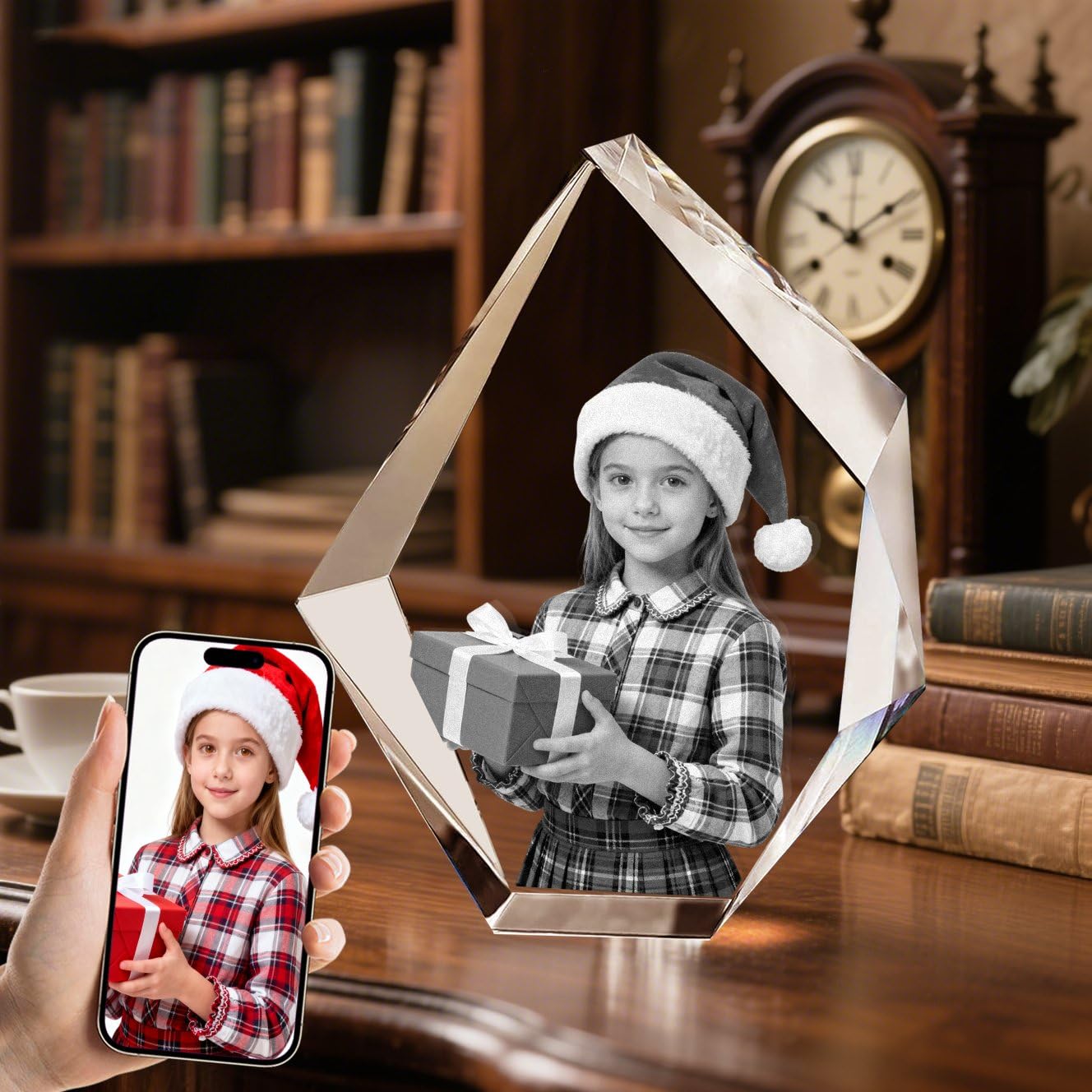 Cubos de fotos de cristal 3D grabados con láser para fotos, decoración de mesa de Navidad, regalo personalizado para ella, él, mamá, papá, padre, regalo para parejas de cumpleaños