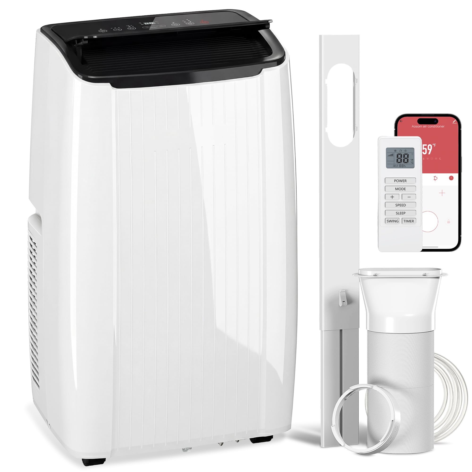 HOMCOM 14000 BTU Portable Air Conditioner, 5-in-1 AC Unit with Cool, Heat, Dehumidifier, Fan, Sleep, WiFi Voice Control, 24H Timer, Child Lock, for Room up to 700 Sq. ft, White image 3