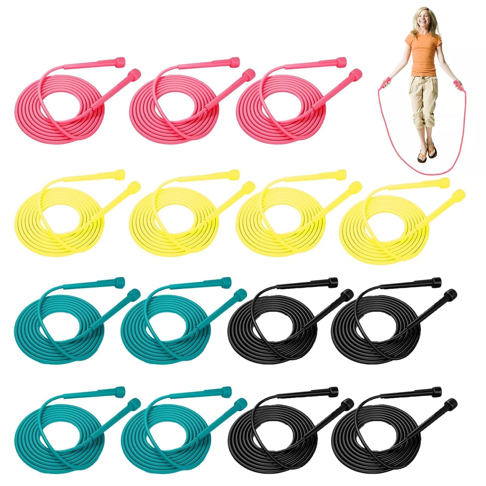 15 PCS Jump Ropes for Adults and Kids, Adjustable Skipping Ropes Plastic, Perfect Skipping-Rope for Fitness Weight Loss Fun Outdoor Activities - for Schools Boxing Crossfit Family Workouts-image-20