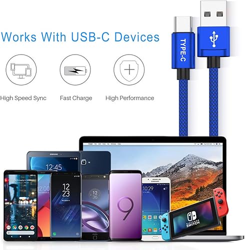 Miniatura 9 de Paquete de adaptador USB C a USB con cable de carga tipo C de 6.6 pies, compatible con MacBook Pro 2022, S22 21, iPad Pro Air 4 5 4th 2020, Samsung