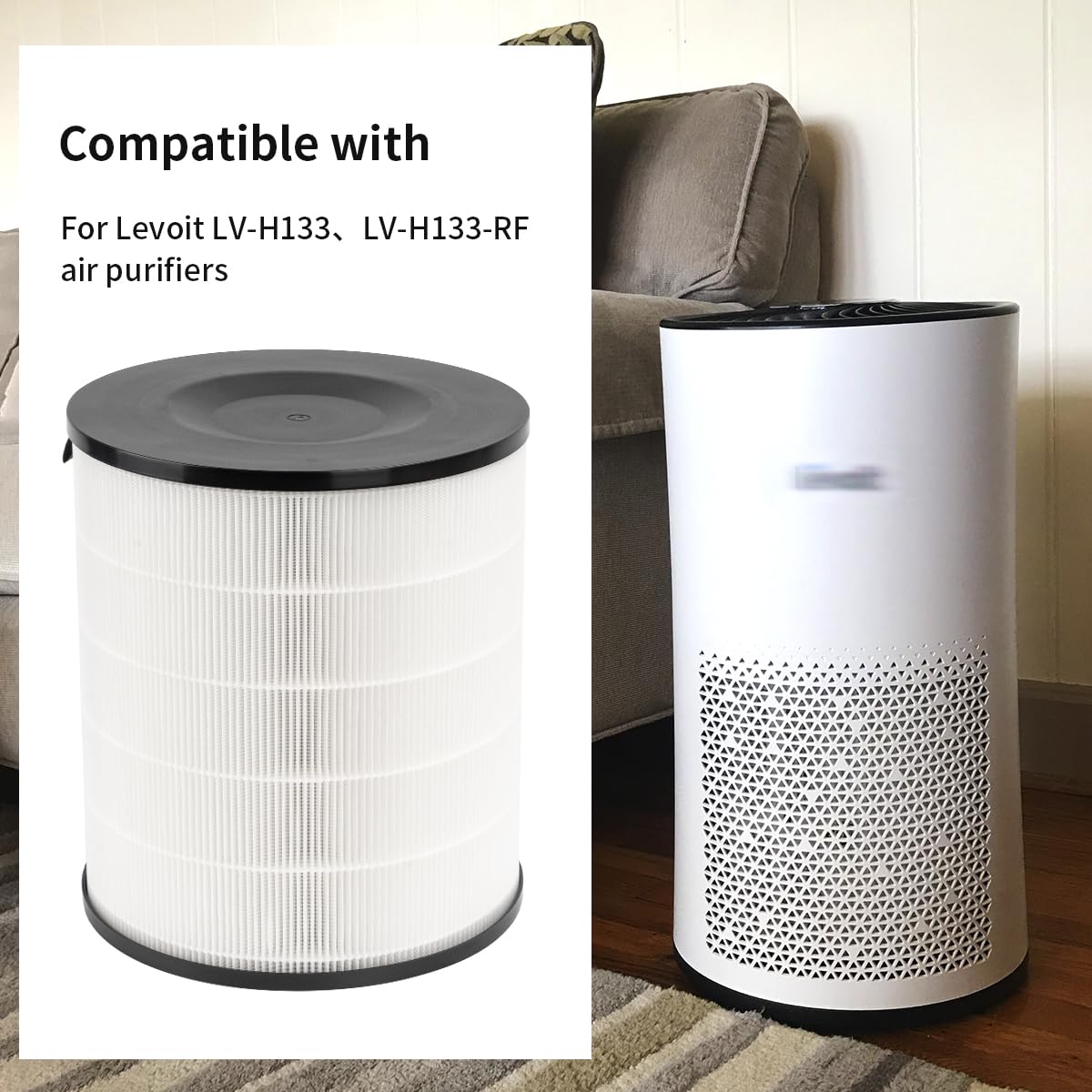 Filtro di ricambio compatibile con purificatore d'aria Levoit LV-H133, filtro sostitutivo 3-in-1 con filtro a carbone attivo integrato, numero di parte LV-H133-RF