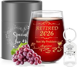 Best Retirement Gifts for Woman Men 2026 Thank You Leaving Gifts Retired Farewell Gift for Coworkers Colleagues Stemless Wine Glass Cool Retirement Good Luck Gift Happy Retirements Party Decorations