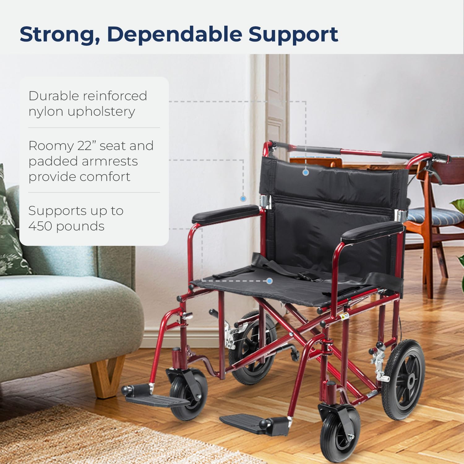 Drive Medical Bariatric Transport Chair - Red -3 Drive Medical Bariatric Transport Chair - Red -3