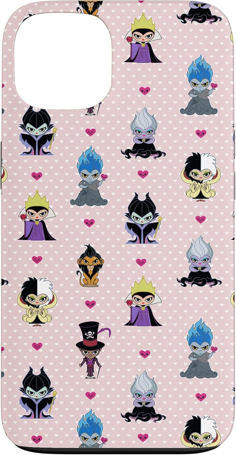iPhone XR Disney Villains Kawaii Chibi Pink Hearts Case