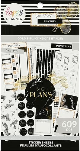 The Happy Planner Paquete de calcomanías para calendarios diarios y proyectos multicolor fácil de despegar accesorios para álbumes de recortes tema