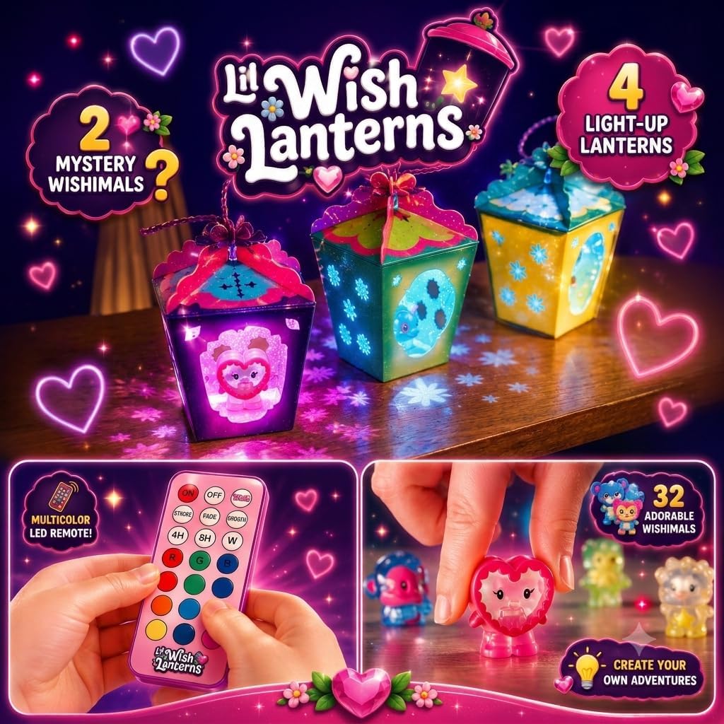 Lil Wish Lanterns Paper Lantern Starter Pack 2026 Version - Surprise Collectible Characters and Figures for Imaginative Play, Gift for Girls, Light Up Toy, Styles May Vary