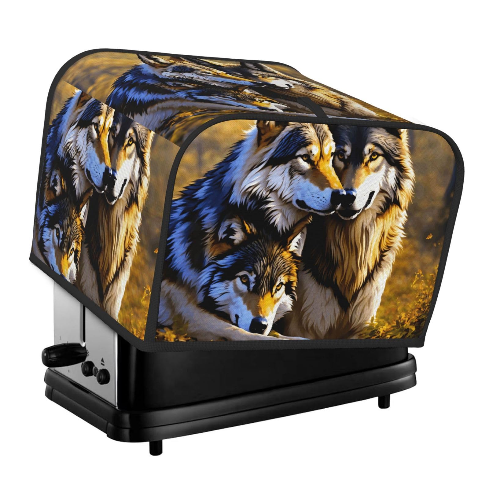 Wolfs Print 4-Slice Toaster Cover Dustproof Waterproof Kitchen Appliance Protector For Bread