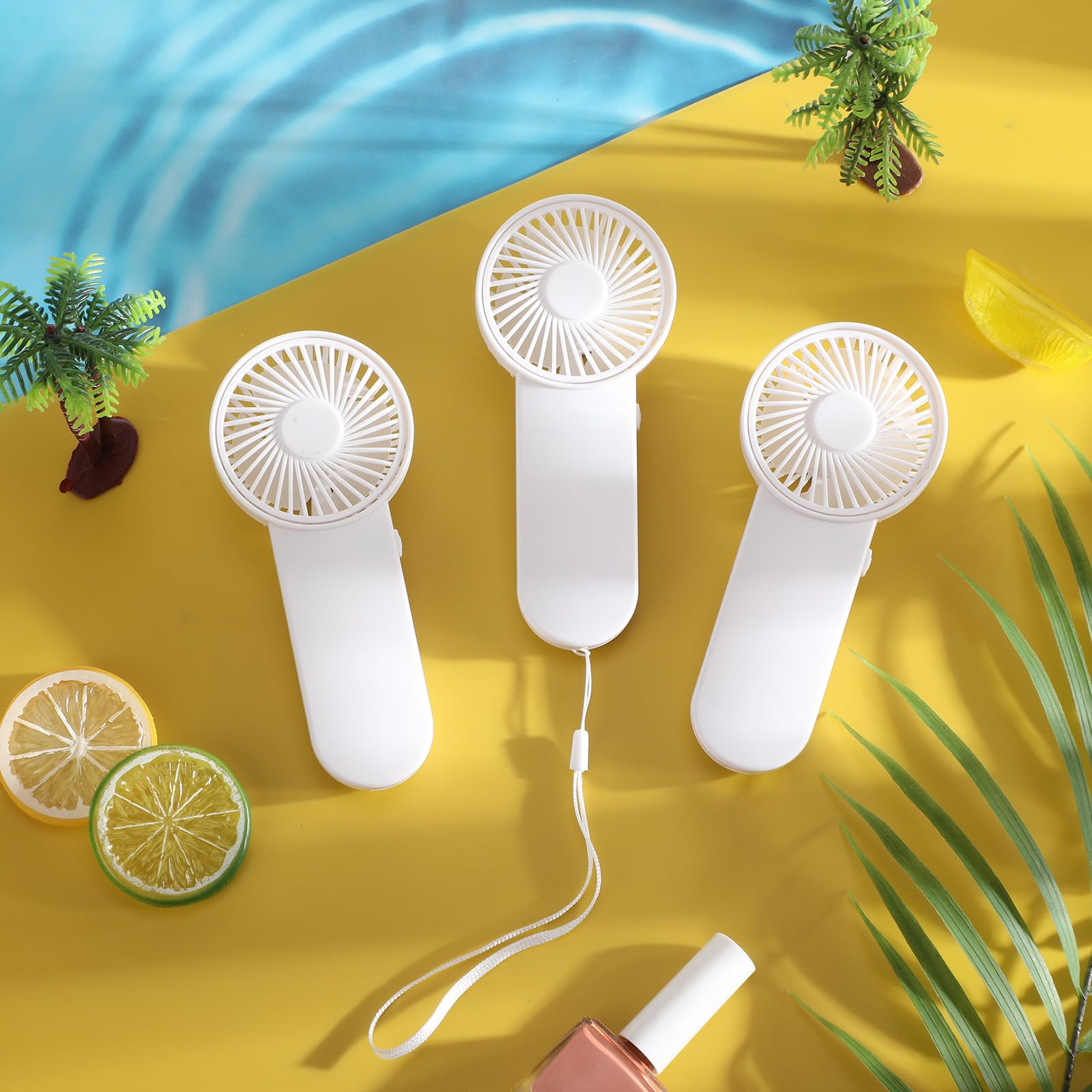Sumind 20 ventiladores portátiles personales pequeños a granel de 1 velocidad eléctrico lindo alimentado por pilas para maquillaje de pestañas de cuello, mujeres, hombres, viajes, camping, interior y