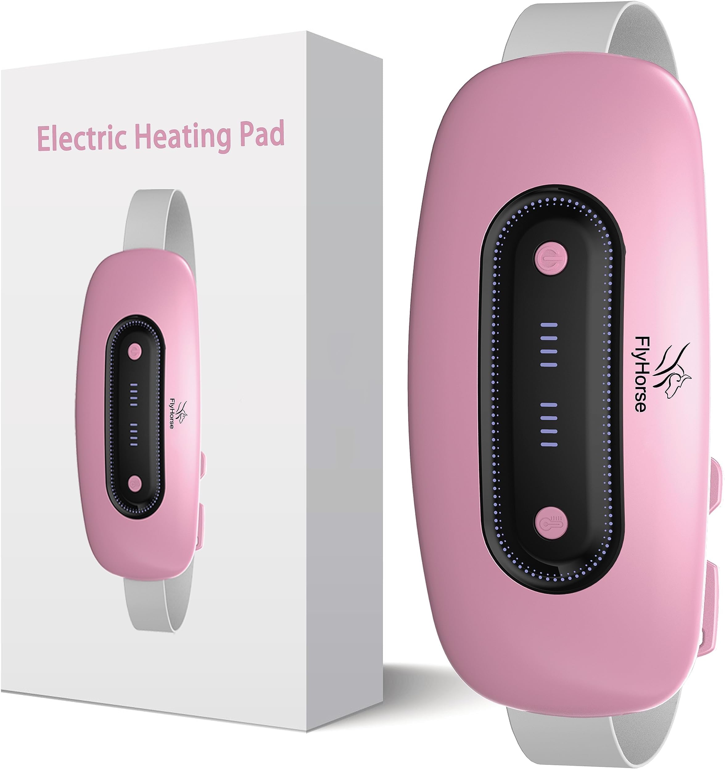 Electric Heating Pad, Portable Cordless Menstrual Heating Pad with 4 Heat Levels and 4 Massage Modes, Fast Large Heating Belly Wrap Belt for Cramps, Back Pain Relief Gifts for Women Girls Her (Pink)