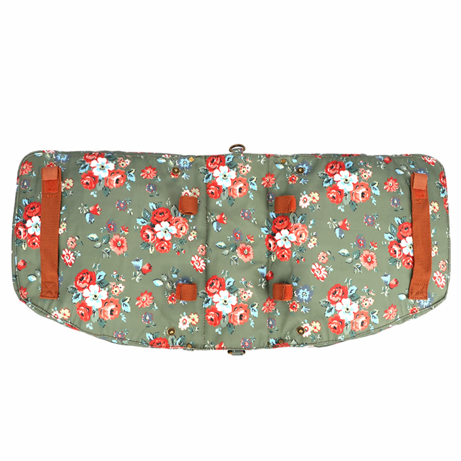 Sac de Rangement en Toile imperméable pour siège arrière de vélo Double Sac Enroulable (Motif Fleur) Green 33x12.5x30cm T-TB748CA-FL