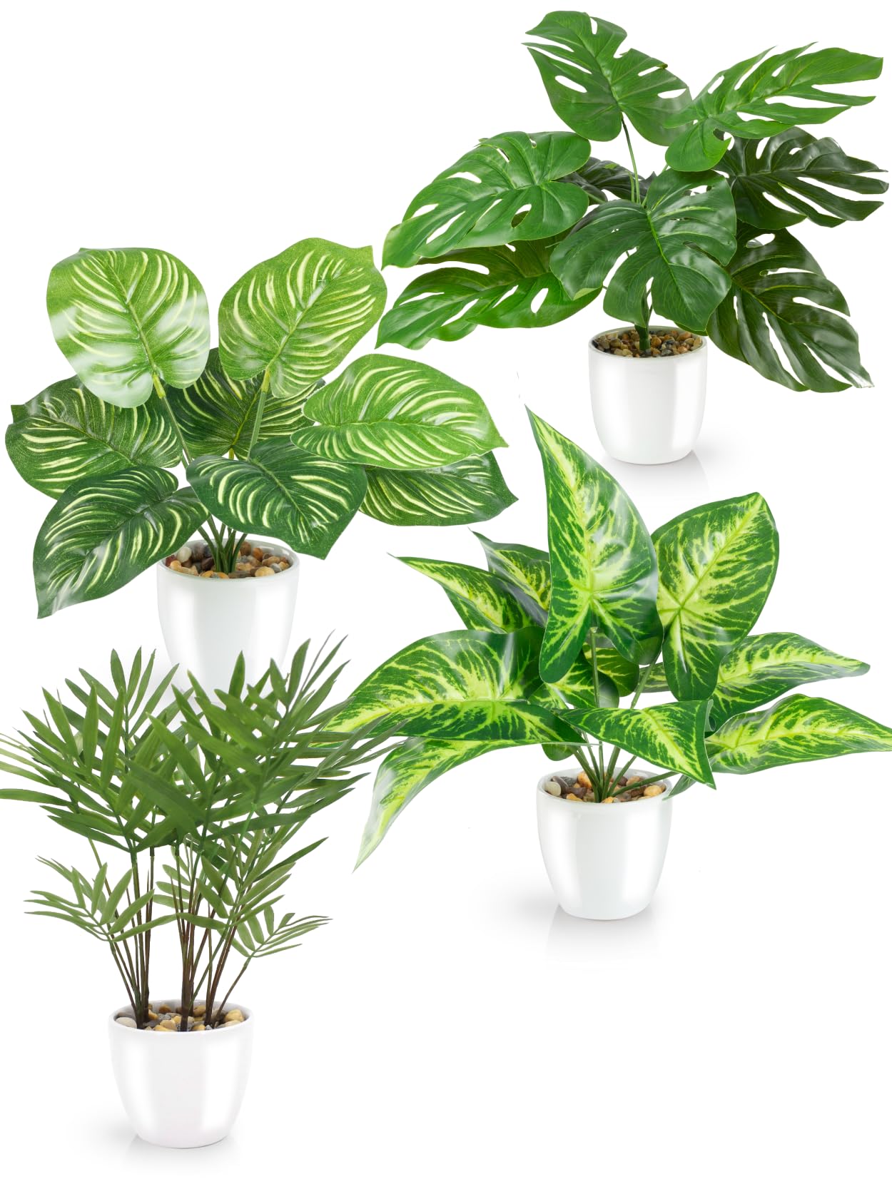 Amazon.de: PASCH 4er Set Tropische Kunstpflanzen wie echt (25cm) in weien  Keramiktpfen: u.a. Monstera knstlich & Areca Kunstpalme | Knstliche  Pflanzen im Topf | Fake Plant | Kunstblumen im Topf