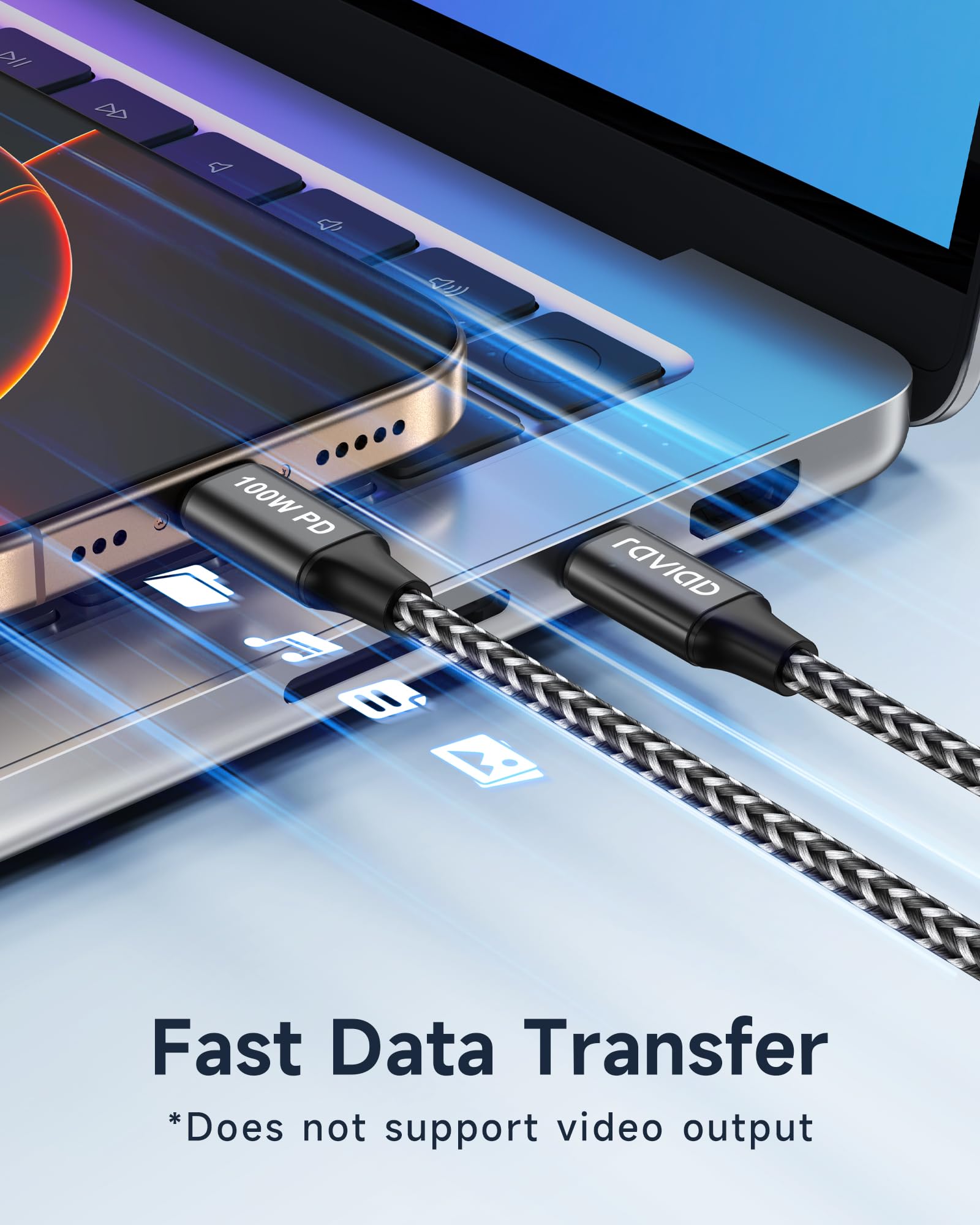 RAVIAD Cavo USB C USB C 100W Corto [2Pezzi 15CM] Cavo USB Type-C PD3.0 5A Ricarica Rapida Nylon Cavo Tipo C Caricabatterie Cellulare per iPhone 16 15 Pro Max, Galaxy S24 S23 S22, iPad Pro, MacBook Air