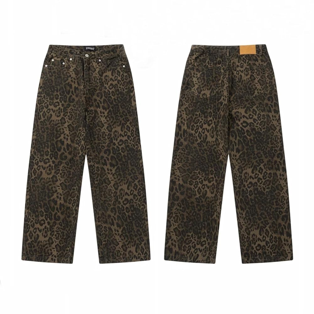 Generic Leopard Print Jeans for Women Y2k Trendy Streetwear
