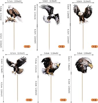 Rsstarxi 36 Pack Bald Eagle Cupcake Toppers Animal Bald Eagle Birthday Cupcake Picks Eagle Party Decorations for Eagle Theme Baby Shower Birthday Party Cake Decorations Supplies