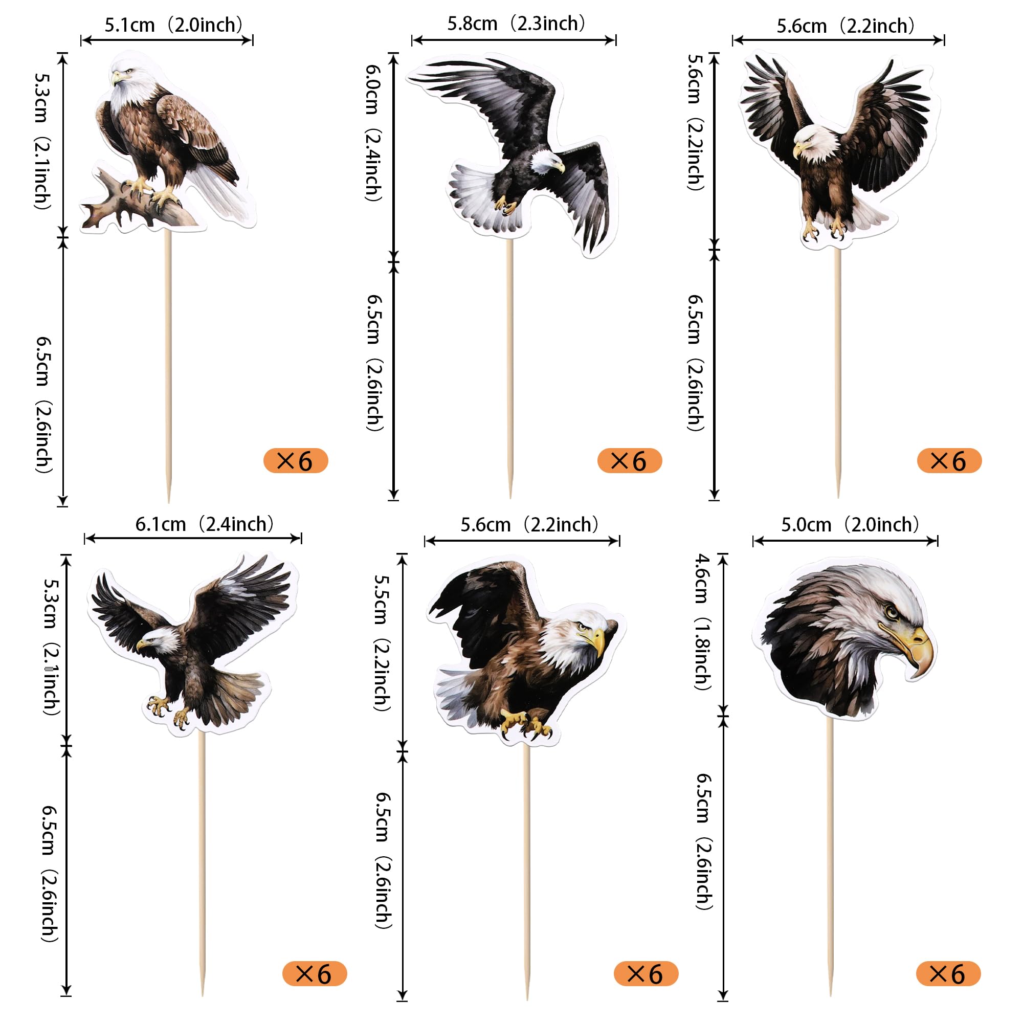 Rsstarxi 36 Pack Bald Eagle Cupcake Toppers Animal Bald Eagle Birthday Cupcake Picks Eagle Party Decorations for Eagle Theme Baby Shower Birthday Party Cake Decorations Supplies